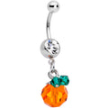 BodyCandy Clear Green Orange Gem Pumpkin Halloween Dangle Belly Ring — main product shot