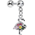 BodyCandy 16G 1/4 Clear Pink Gem Funky Flamingo Dangle Cartilage Earring — main product shot