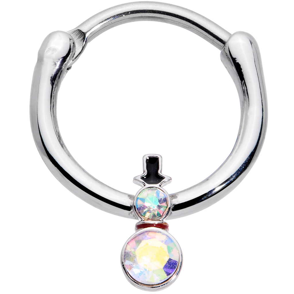 BodyCandy 16G 3/8 Aurora Gem Winter Snowman Christmas Hinged Segment Ring — main product shot