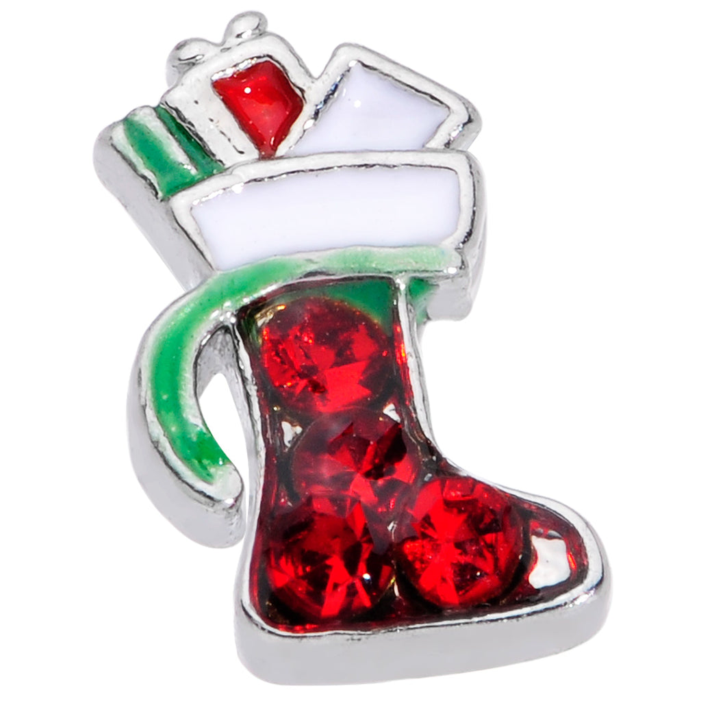 BodyCandy 20G 7mm Red Gem Gifts Stocking Christmas L Shape Nose Ring — detail close-up