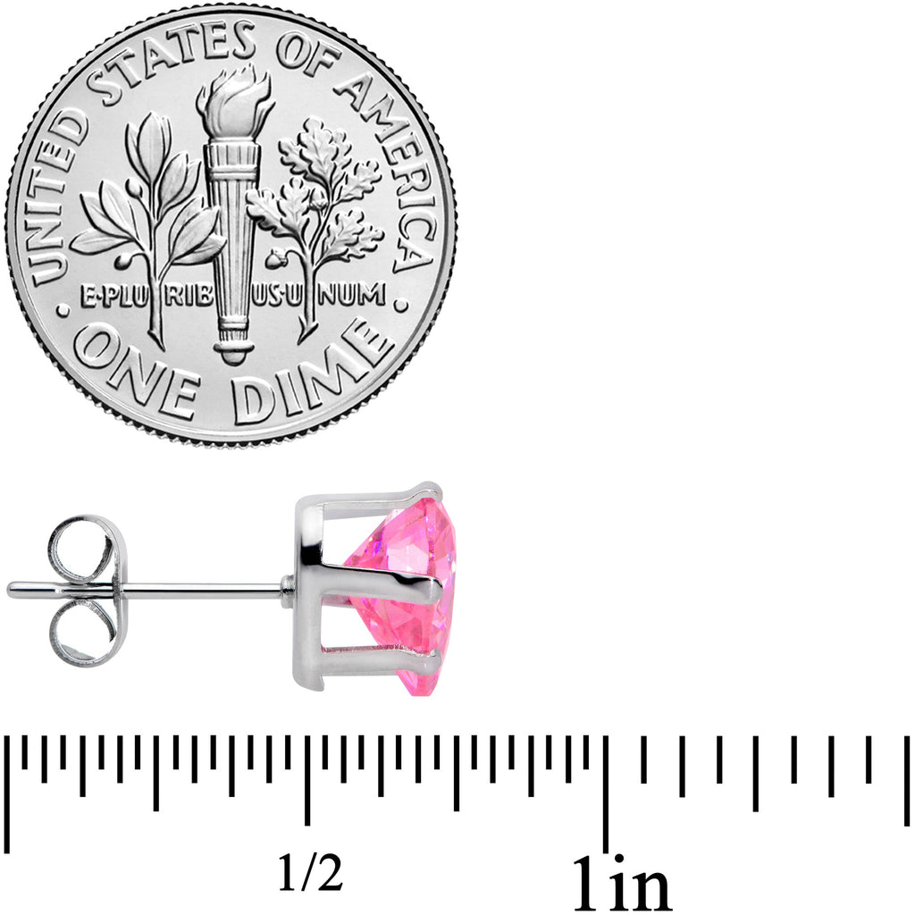 BodyCandy Pink Gem Valentine Heart Steel Post Stud Earrings — lifestyle context