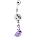 BodyCandy Clear Gem Purple Easter Bunny Dangle Belly Ring — main product shot