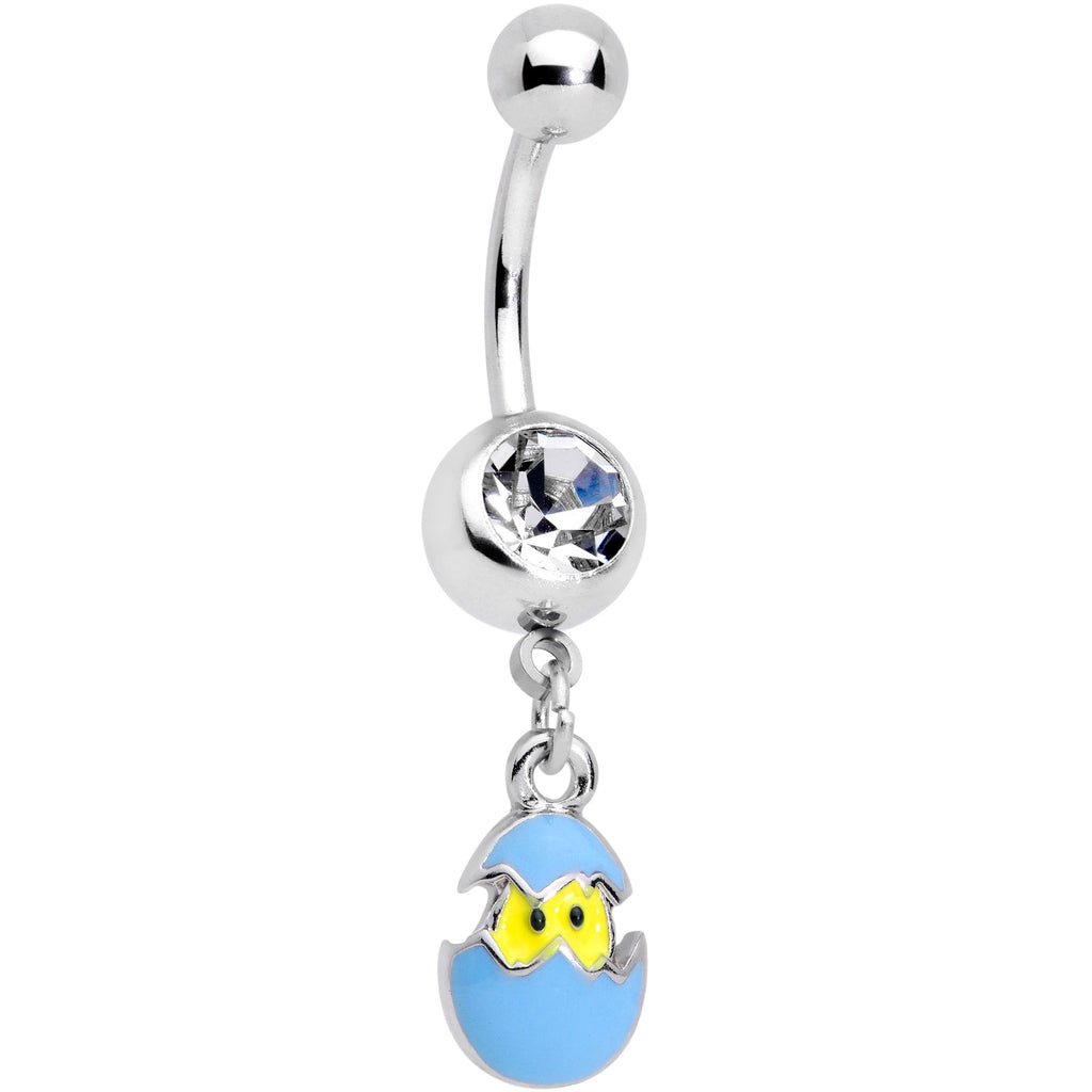 BodyCandy Clear Gem Blue Easter Egg Chick Dangle Belly Ring — main product shot