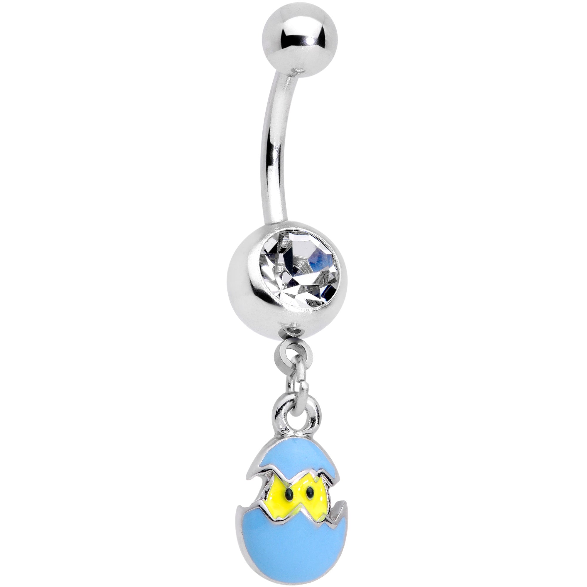 BodyCandy Clear Gem Blue Easter Egg Chick Dangle Belly Ring — main product shot