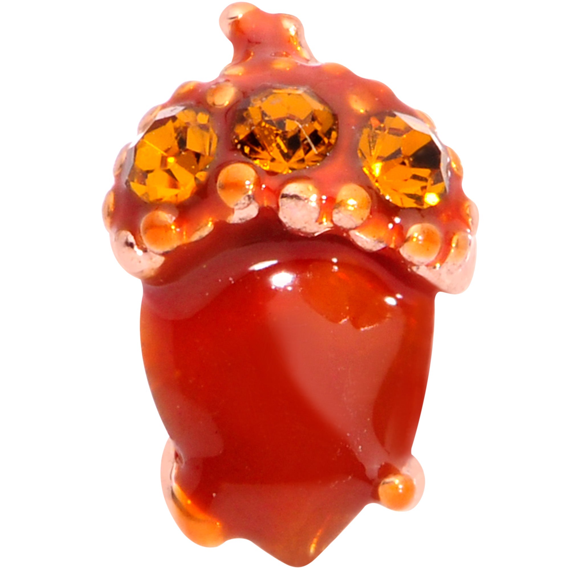BodyCandy 16G 5/16 Rose Gold Hue Brown Gem Fall Acorn Labret Monroe Tragus — lifestyle context