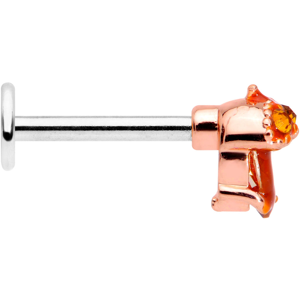 BodyCandy 16G 5/16 Brown Gem Fall Autumn Acorn Labret Monroe Tragus — side view