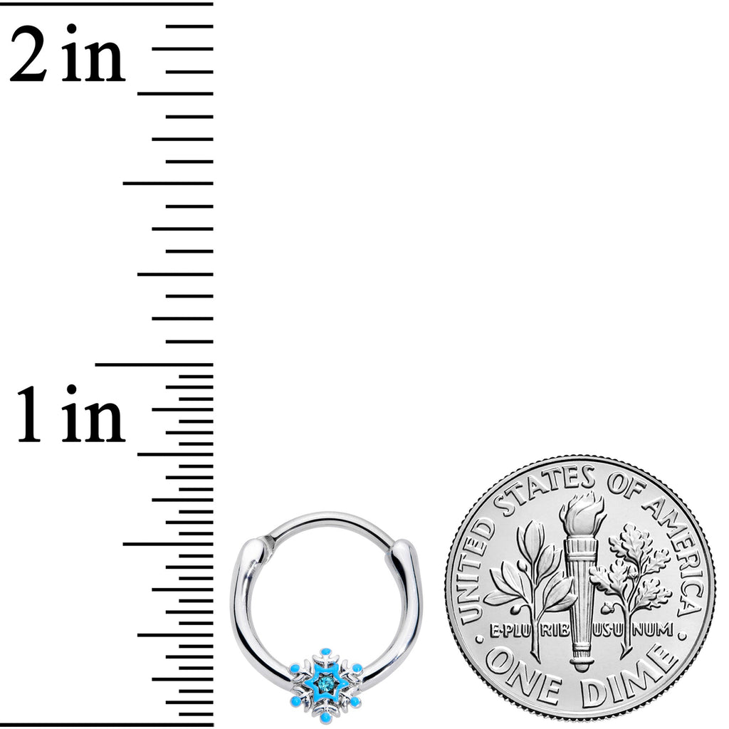 BodyCandy 16G 3/8 Aqua Gem Winter Snowflake Septum Clicker — lifestyle context