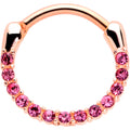 BodyCandy 16G 3/8 Pink Gem Rose Gold Tone Paved Cartilage Clicker — main product shot