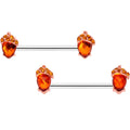 BodyCandy 14G 5/8 Brown Gem Fall Autumn Acorn Barbell Nipple Ring Set — main product shot