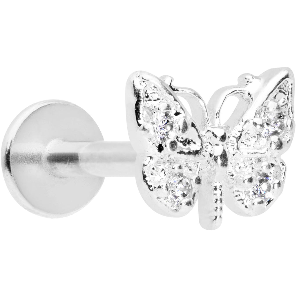 BodyCandy 16G 5/16 Clear Gem Butterfly Labret Monroe Tragus — main product shot