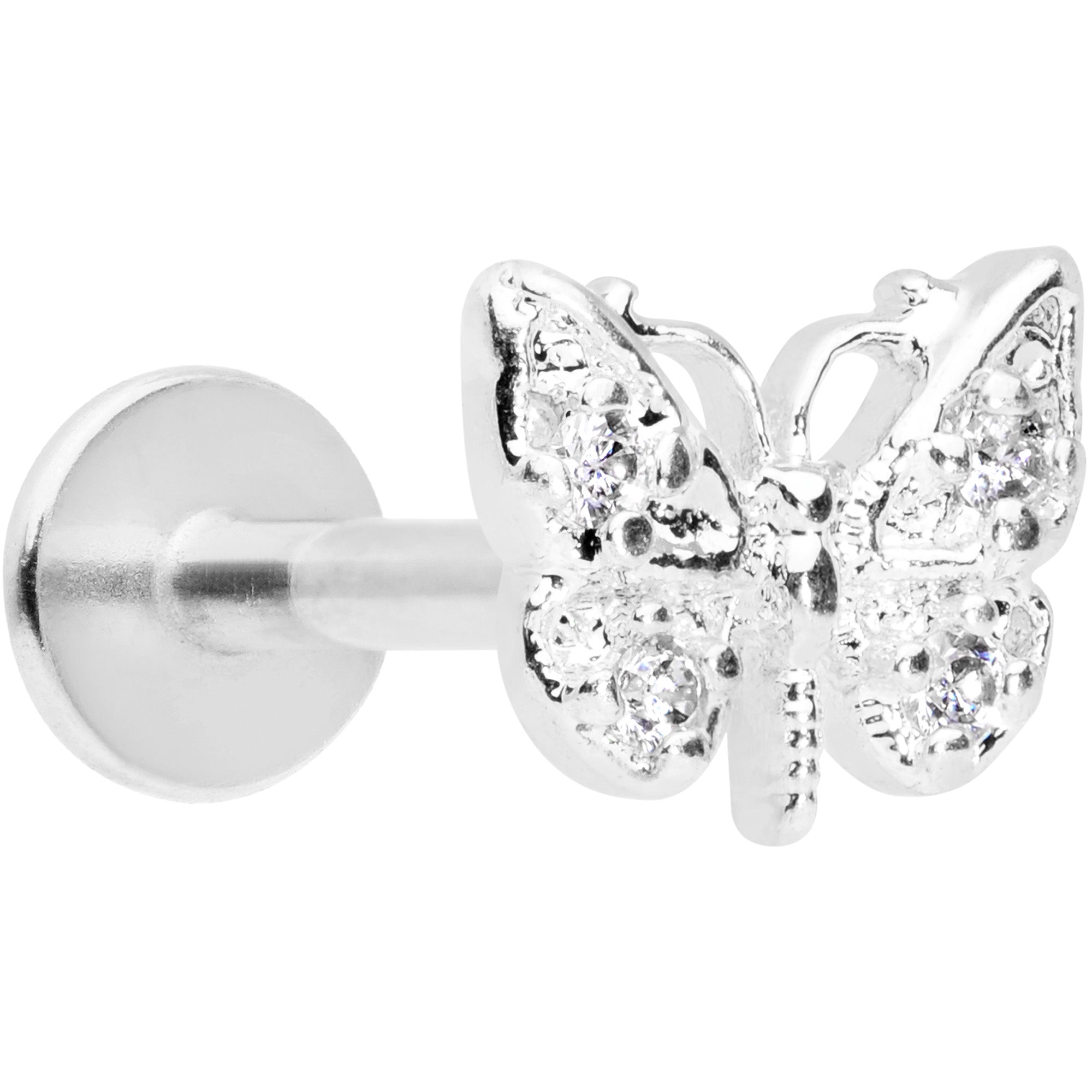 BodyCandy 16G 5/16 Clear Gem Butterfly Labret Monroe Tragus — main product shot