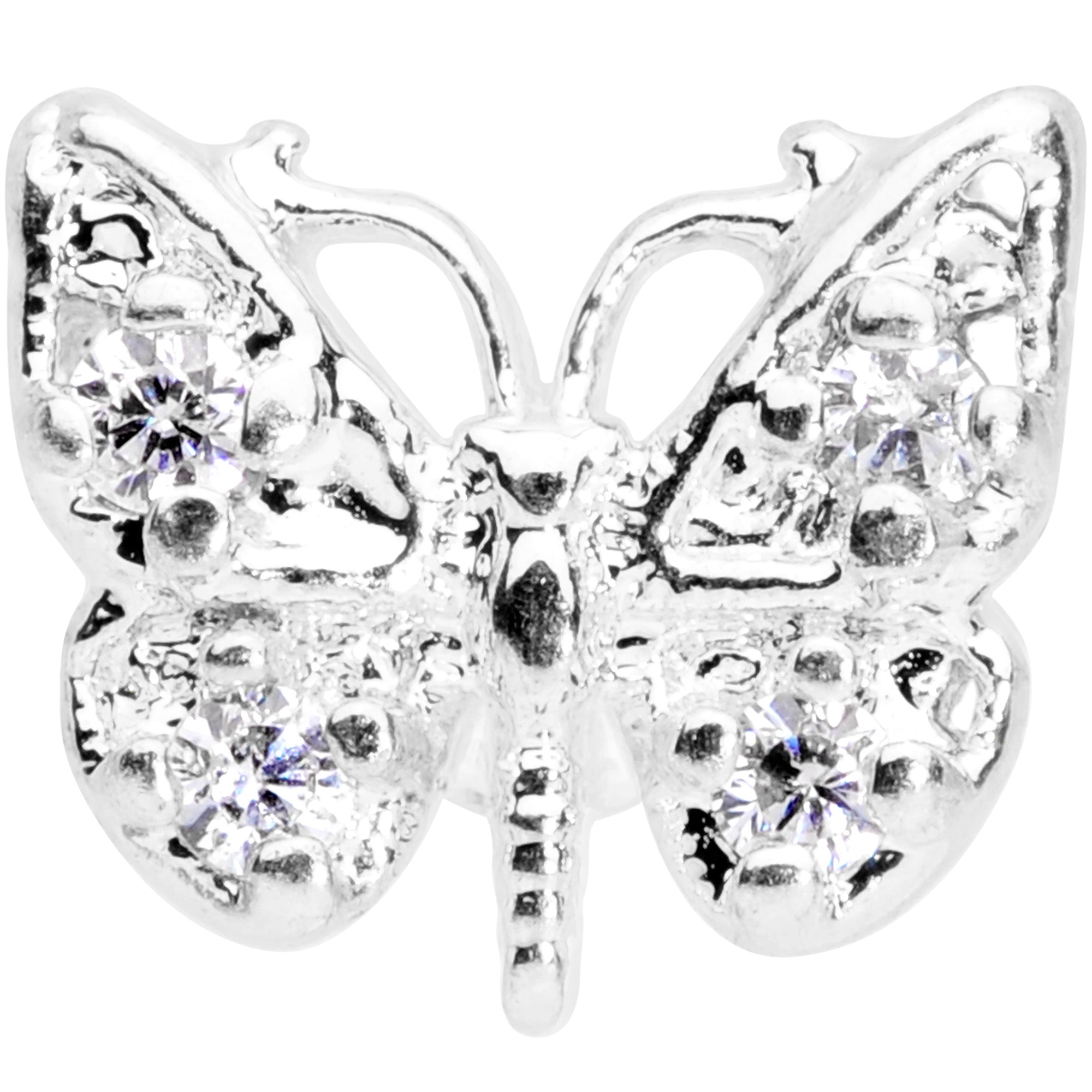 BodyCandy 16G 5/16 Clear Gem Butterfly Labret Monroe Tragus — detail close-up