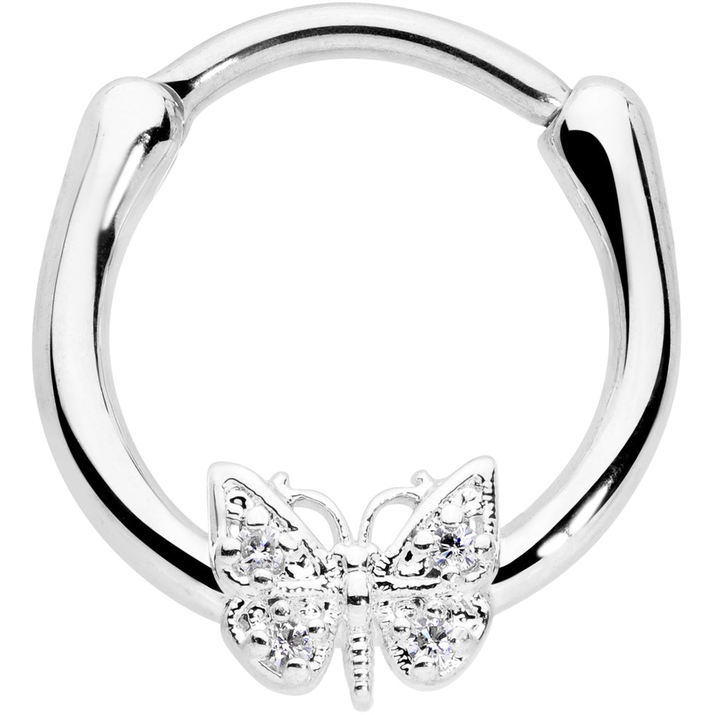 BodyCandy 16G 3/8 Clear Gem Butterfly Cartilage Clicker — main product shot