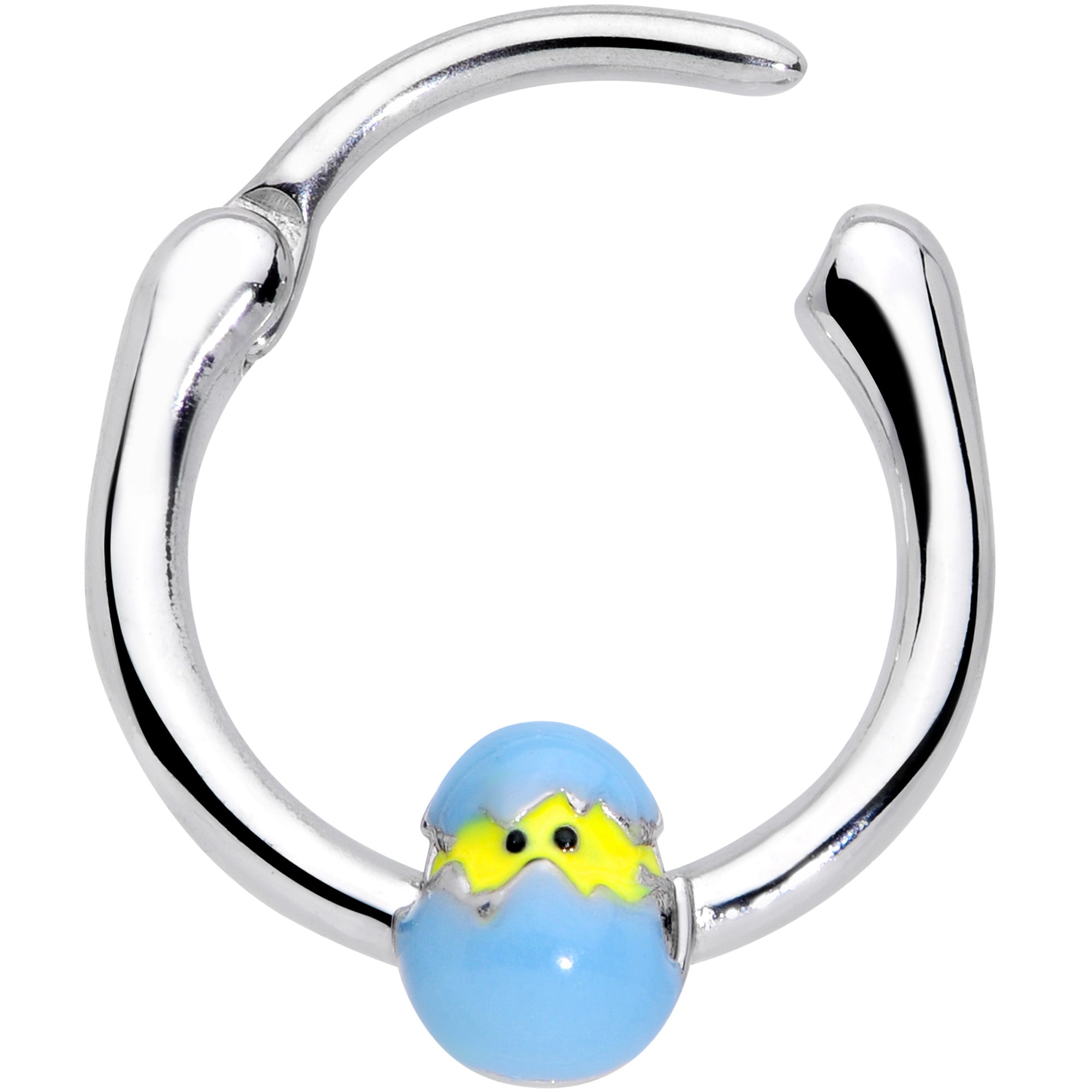 BodyCandy 16G 3/8 Blue Easter Egg Chick Cartilage Clicker — detail close-up
