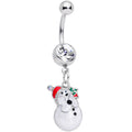 BodyCandy Clear Aurora Gem Holiday Snowman Christmas Dangle Belly Ring — main product shot