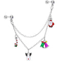 BodyCandy 16G 1/4 Clear Gem Santa Christmas Dangle Cartilage Chain Earring — main product shot