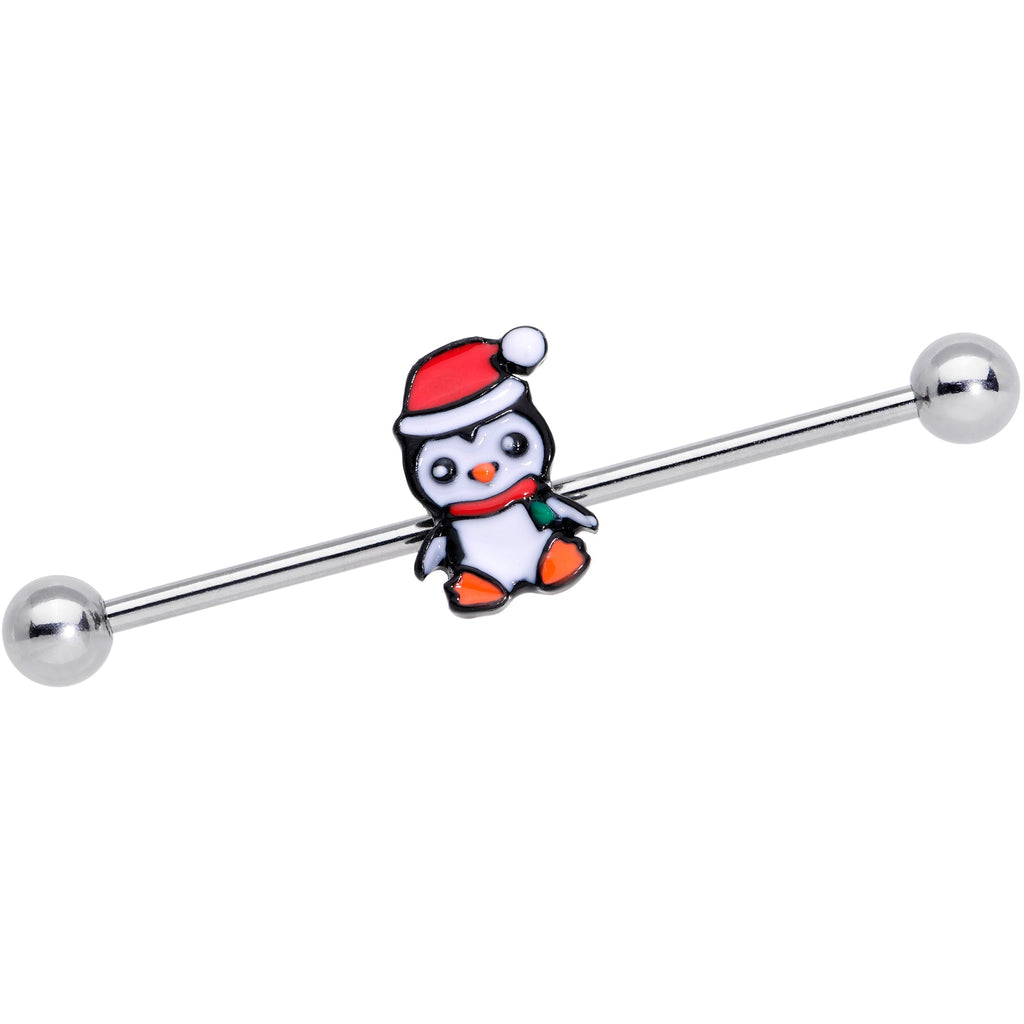 BodyCandy 14G Santa Penguin Christmas Industrial Barbell 38mm — main product shot