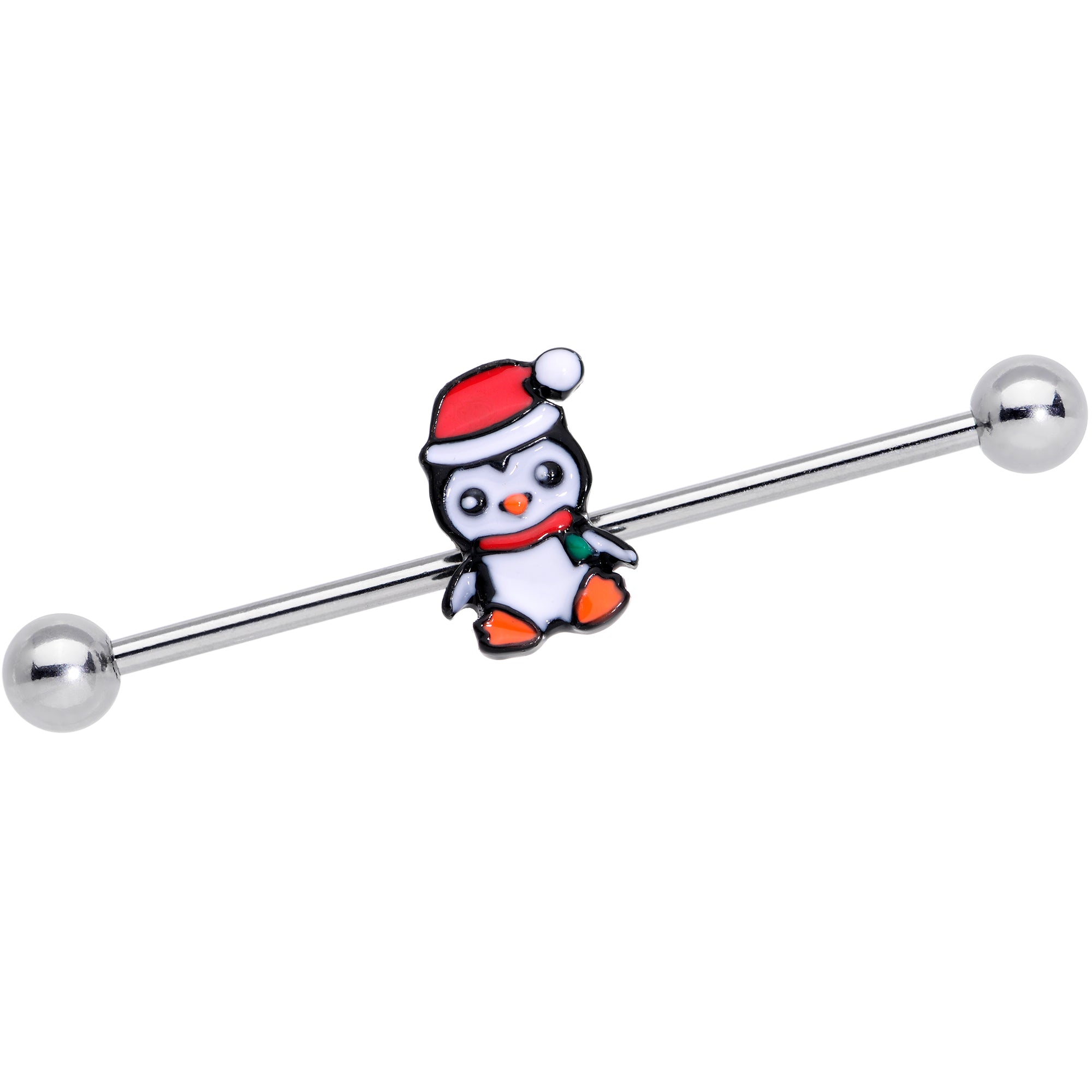 BodyCandy 14G Santa Penguin Christmas Industrial Barbell 38mm — main product shot