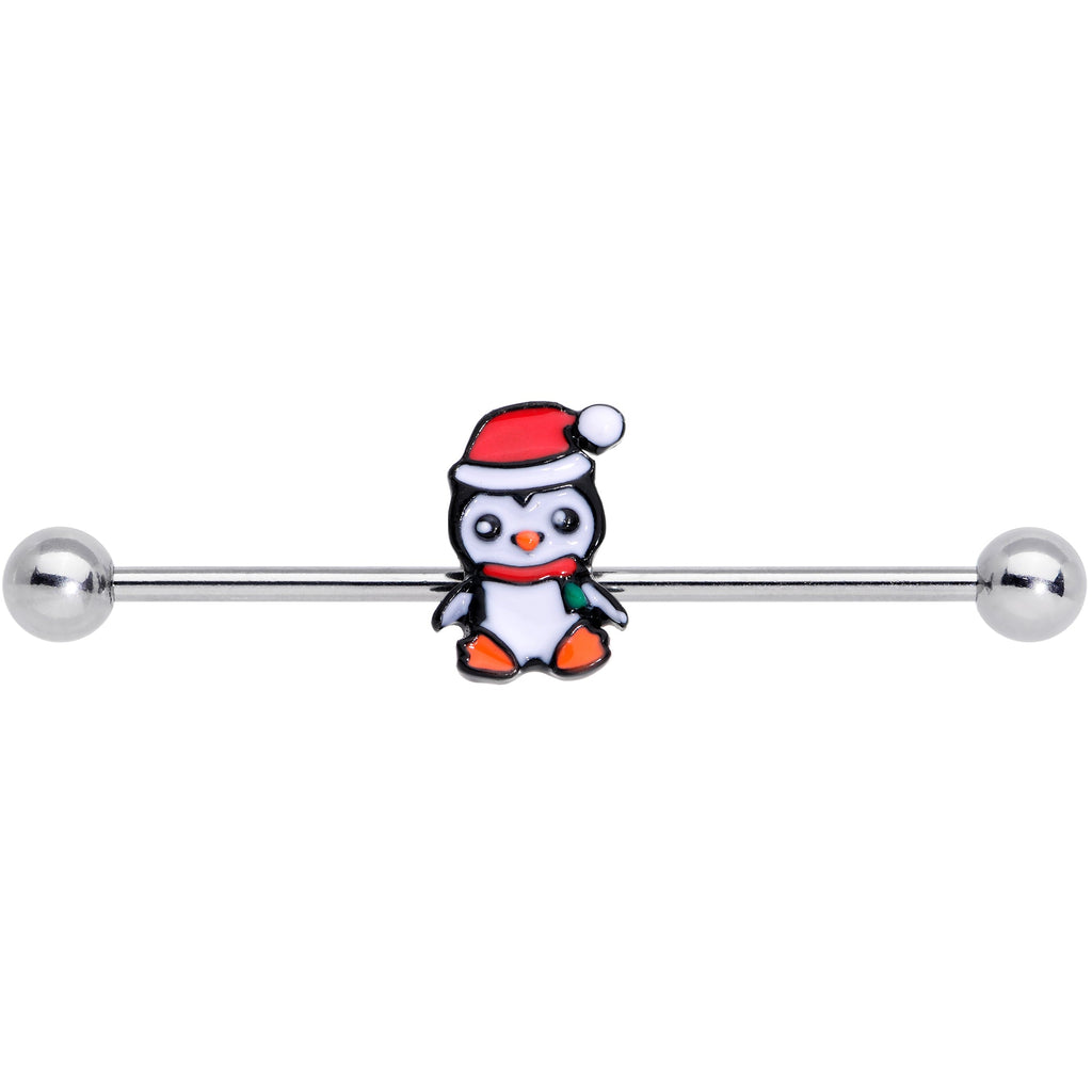 BodyCandy 14G Santa Penguin Christmas Industrial Barbell 38mm — lifestyle context