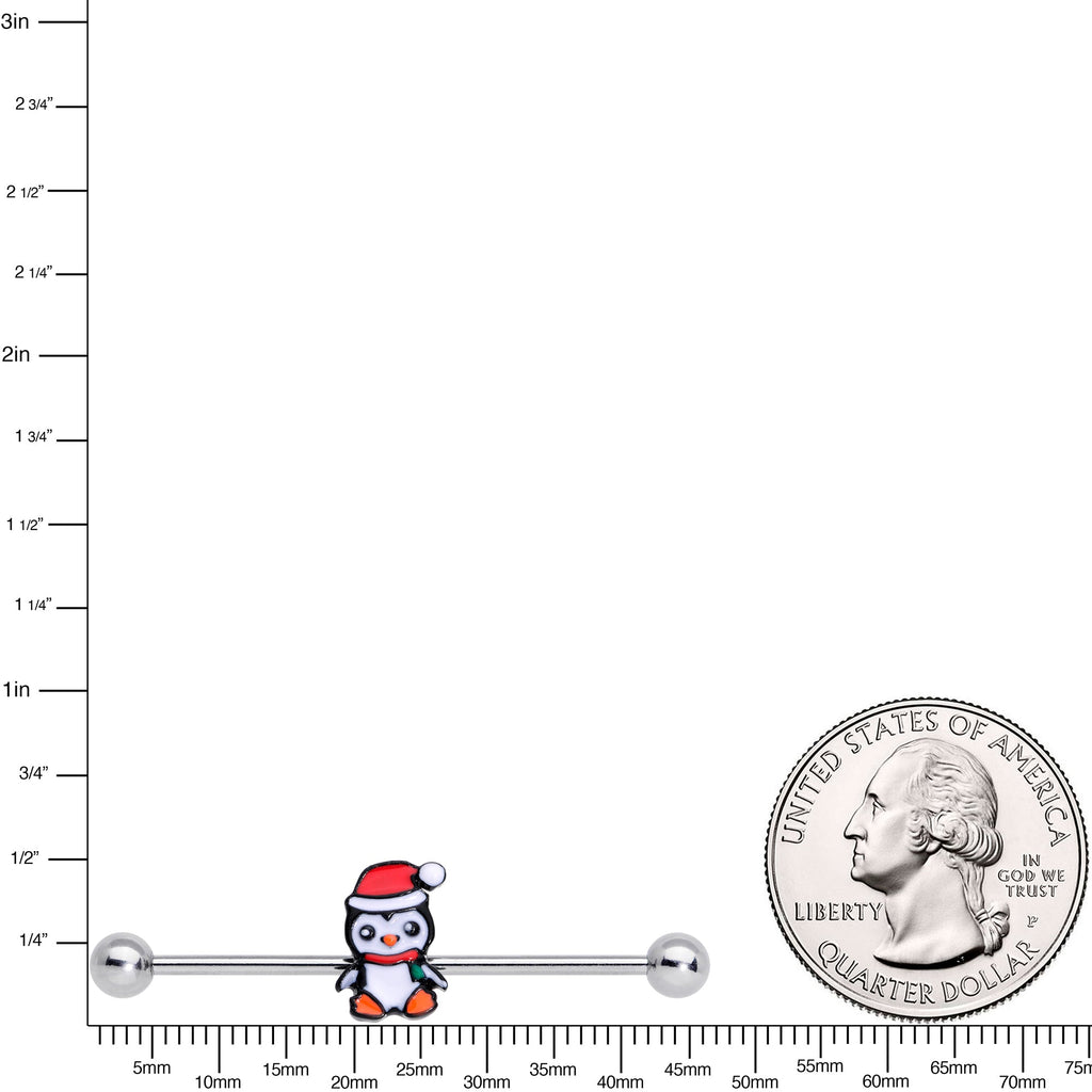 BodyCandy 14G Santa Penguin Christmas Industrial Barbell 38mm — side view