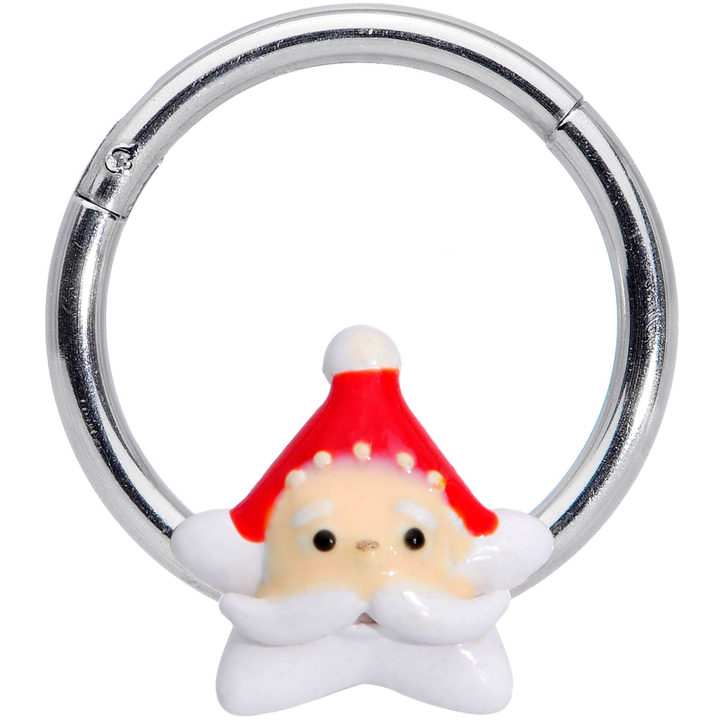 BodyCandy 16G 3/8 Santas Beard Christmas Hinged Segment Ring — main product shot