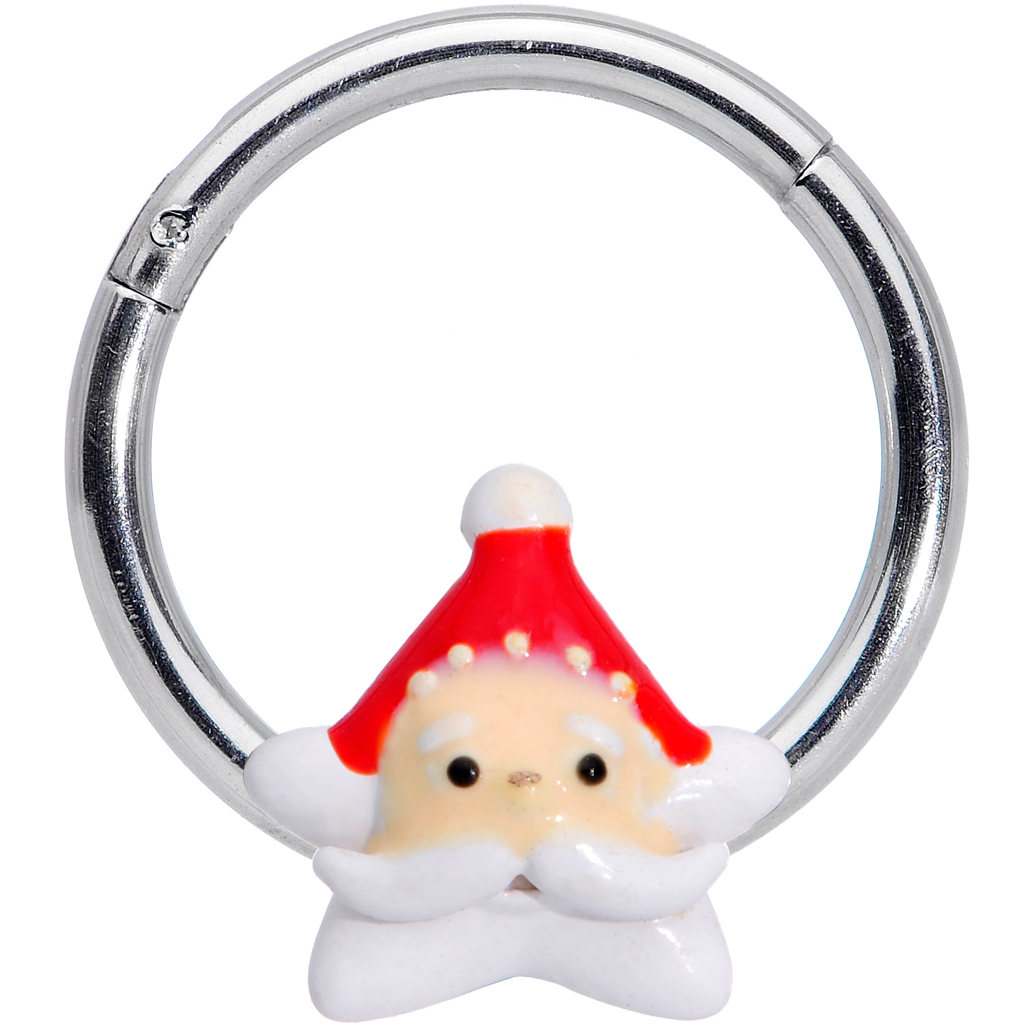 BodyCandy 16G 3/8 Santas Beard Christmas Hinged Segment Ring — main product shot