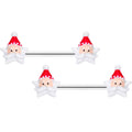 BodyCandy 14G 9/16 Santas Beard Holiday Christmas Barbell Nipple Ring Set — main product shot
