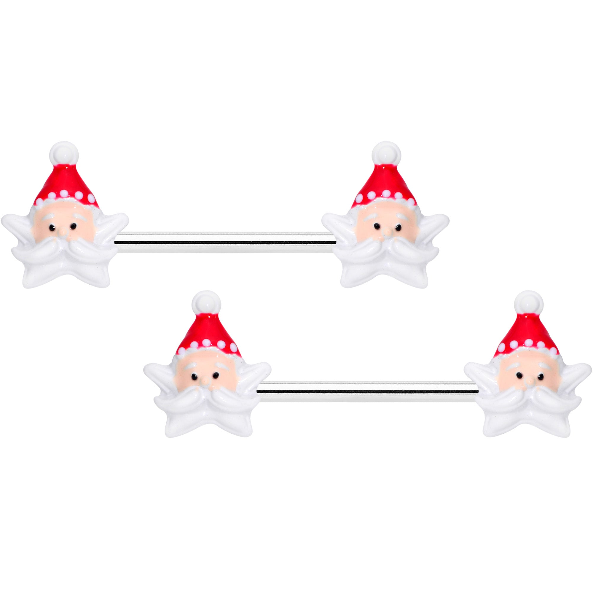 BodyCandy 14G 9/16 Santas Beard Holiday Christmas Barbell Nipple Ring Set — main product shot