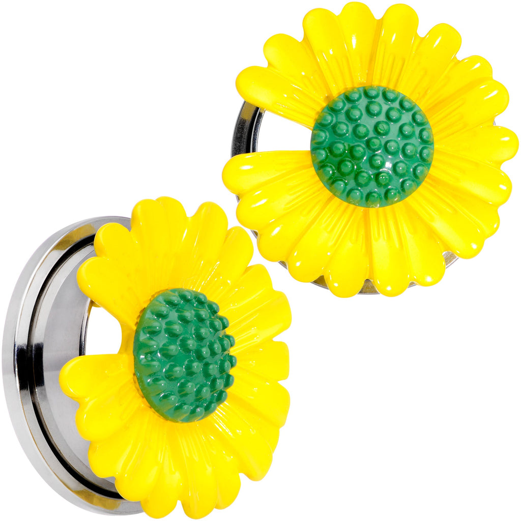 BodyCandy Yellow Daisy Flower Screw Fit Plug Set — feature highlight
