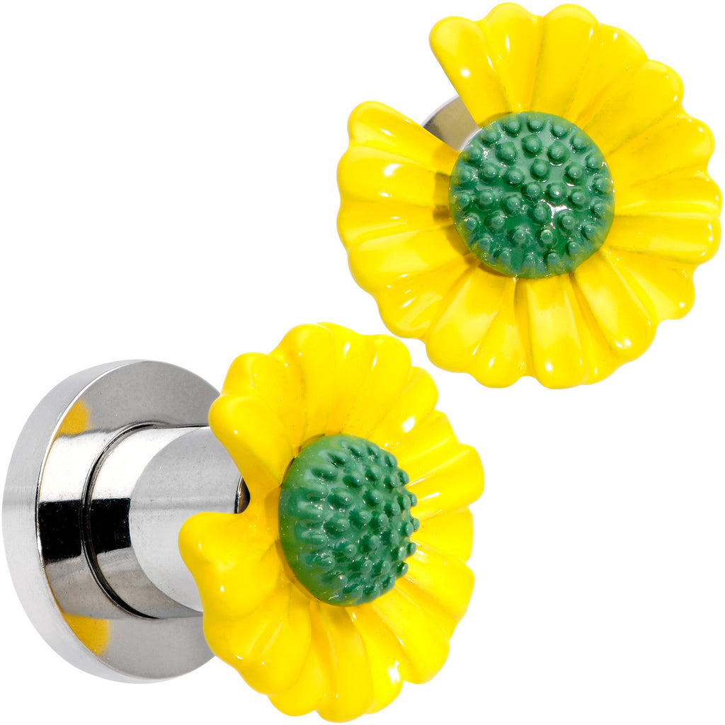 BodyCandy Yellow Daisy Flower Screw Fit Plug Set — alternative angle
