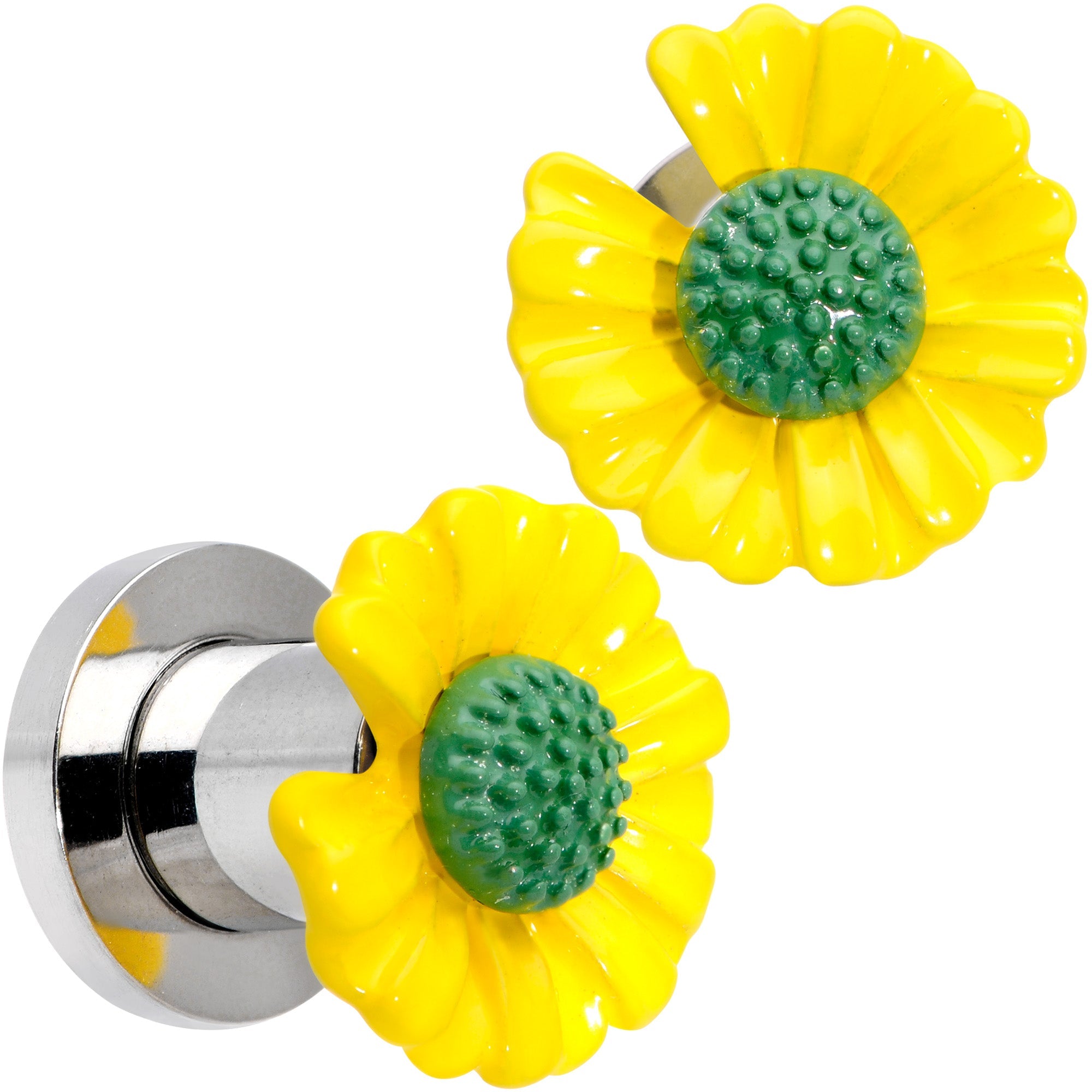 BodyCandy Yellow Daisy Flower Screw Fit Plug Set — alternative angle