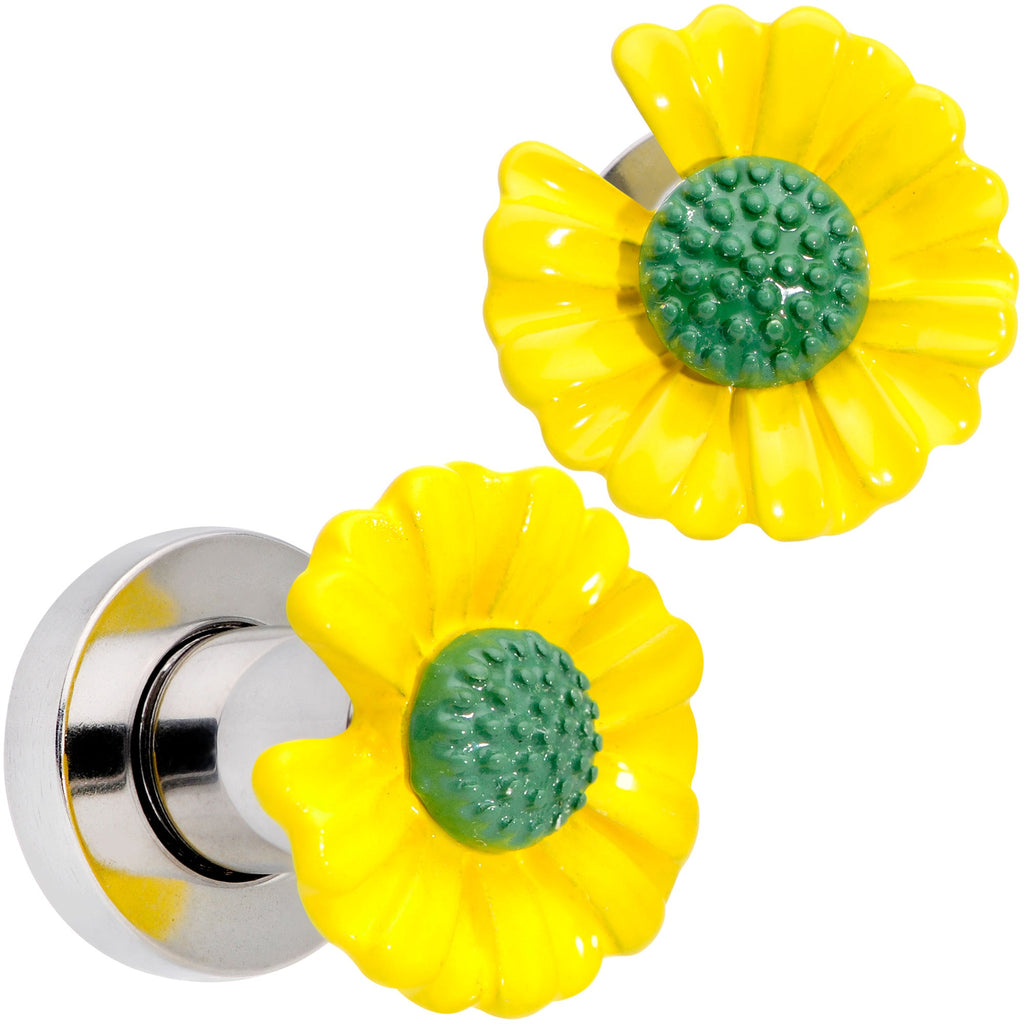 BodyCandy Yellow Daisy Flower Screw Fit Plug Set — back view