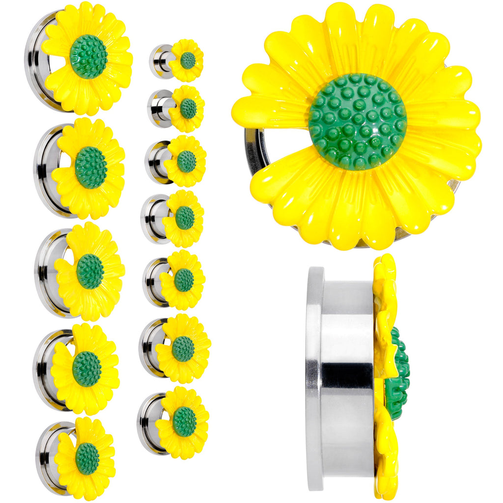 BodyCandy Yellow Daisy Flower Screw Fit Plug Set — main product shot