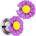 BodyCandy Purple Daisy Flower Screw Fit Plug Set — in-use photo