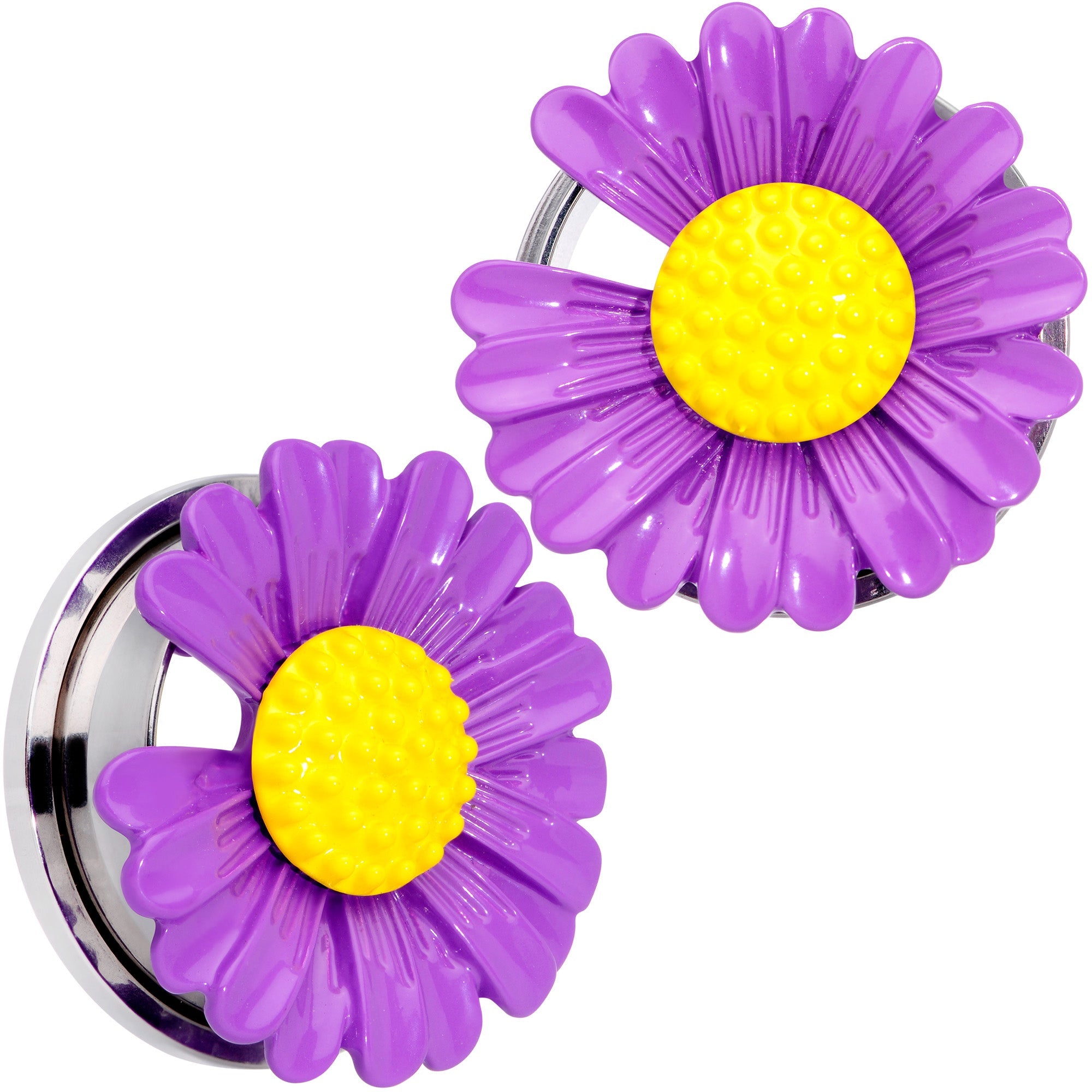 BodyCandy Purple Daisy Flower Screw Fit Plug Set — main product shot