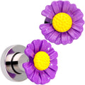 BodyCandy Purple Daisy Flower Screw Fit Plug Set — size reference