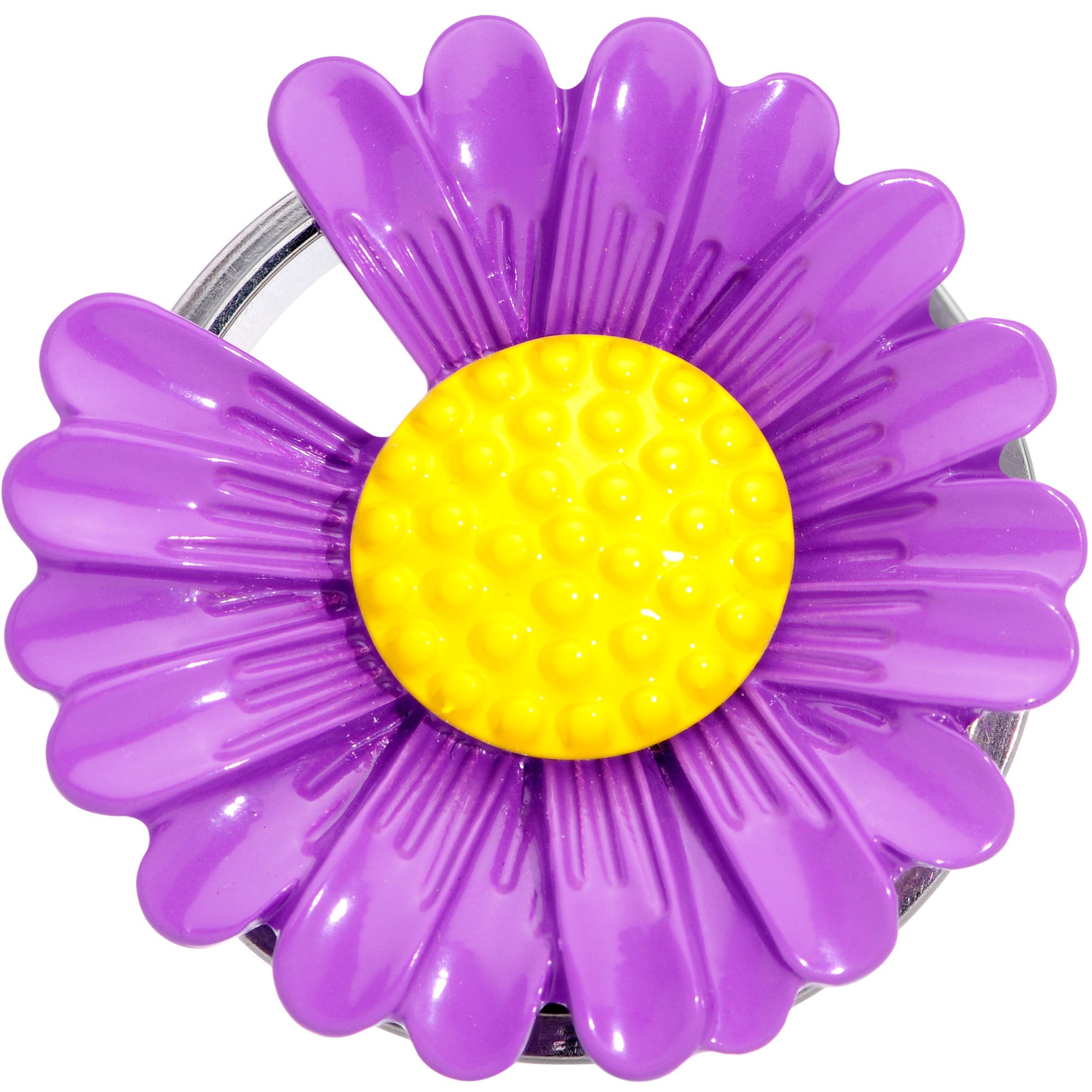 BodyCandy Purple Daisy Flower Screw Fit Plug Set — side view
