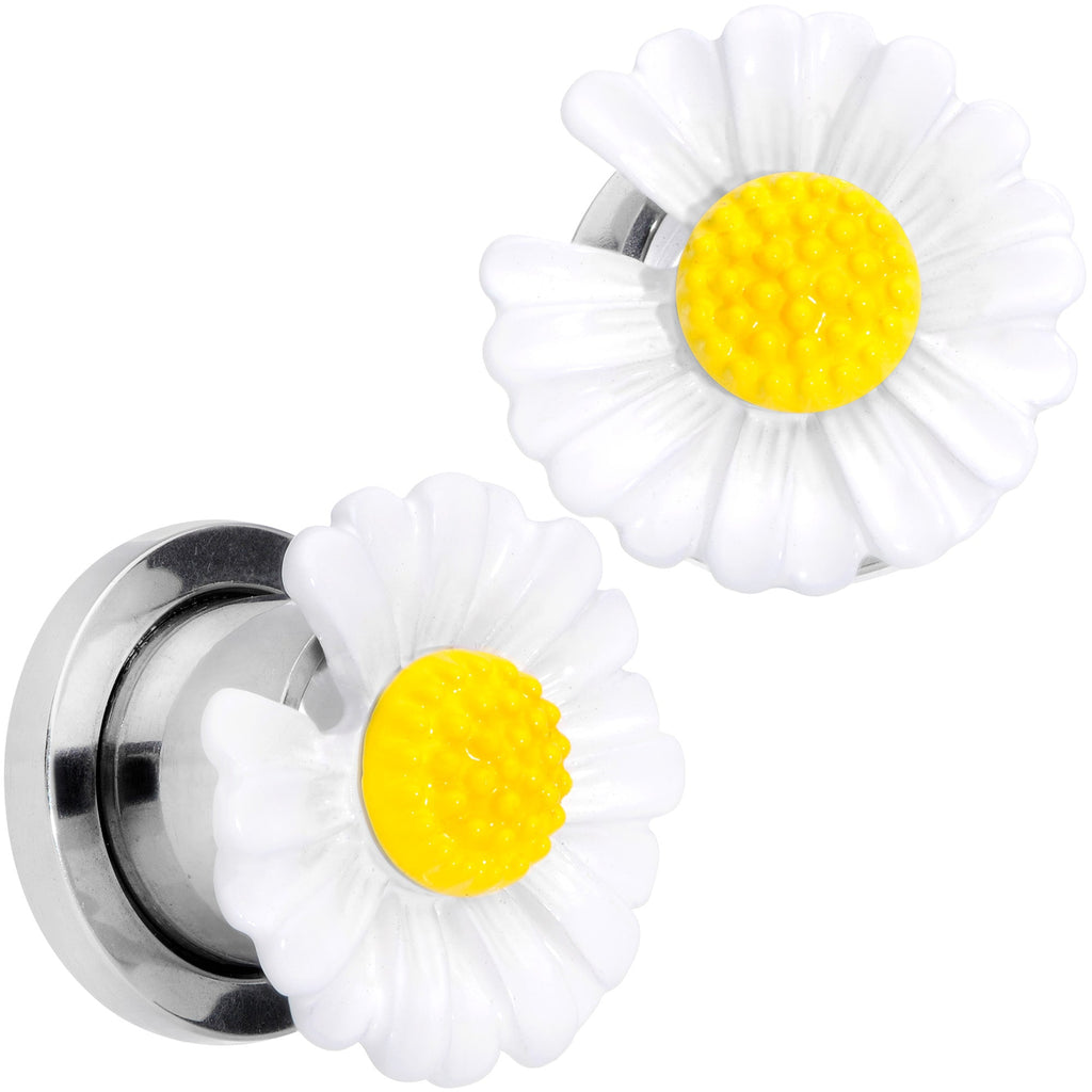 BodyCandy White Daisy Flower Screw Fit Plug Set — back view