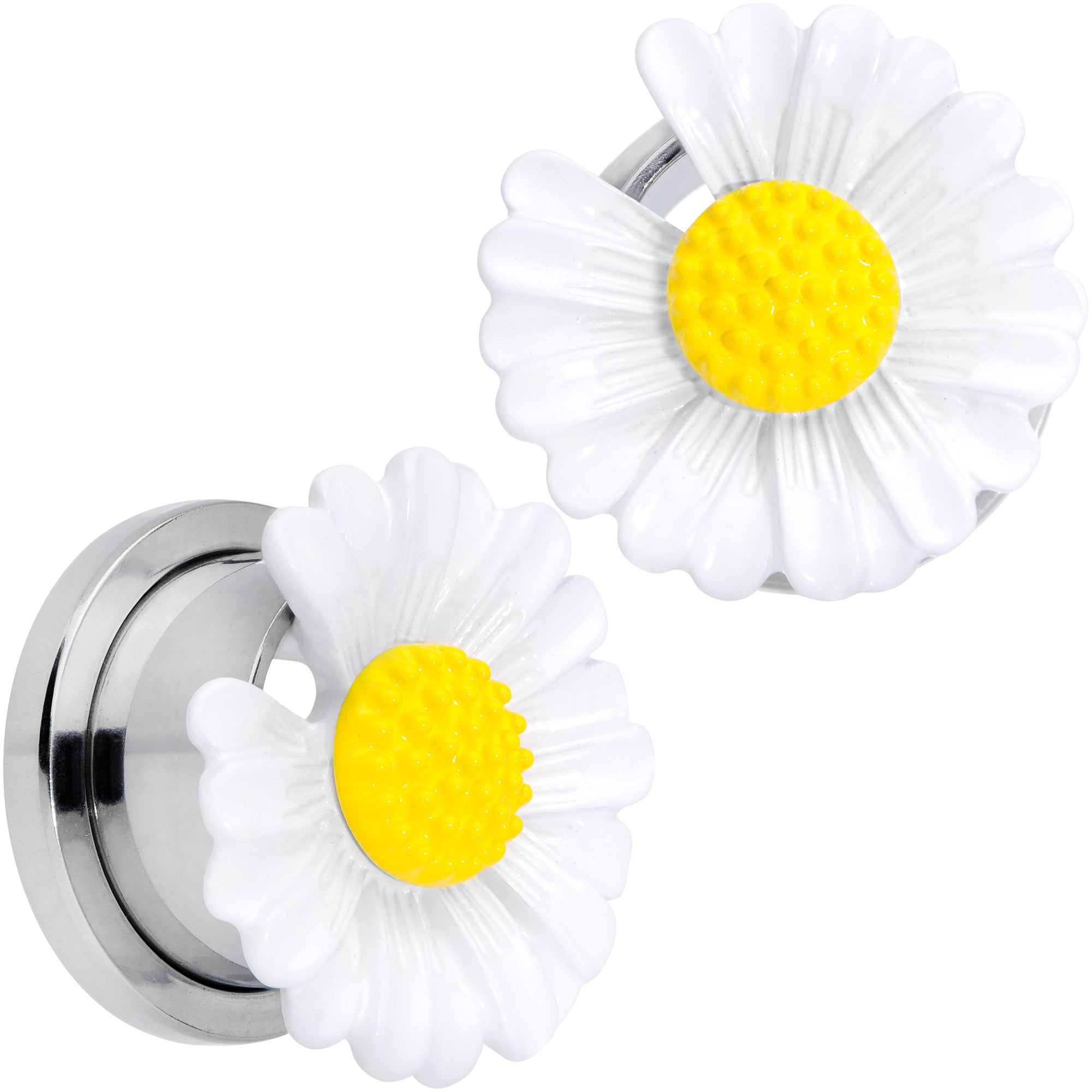 BodyCandy White Daisy Flower Screw Fit Plug Set — packaging