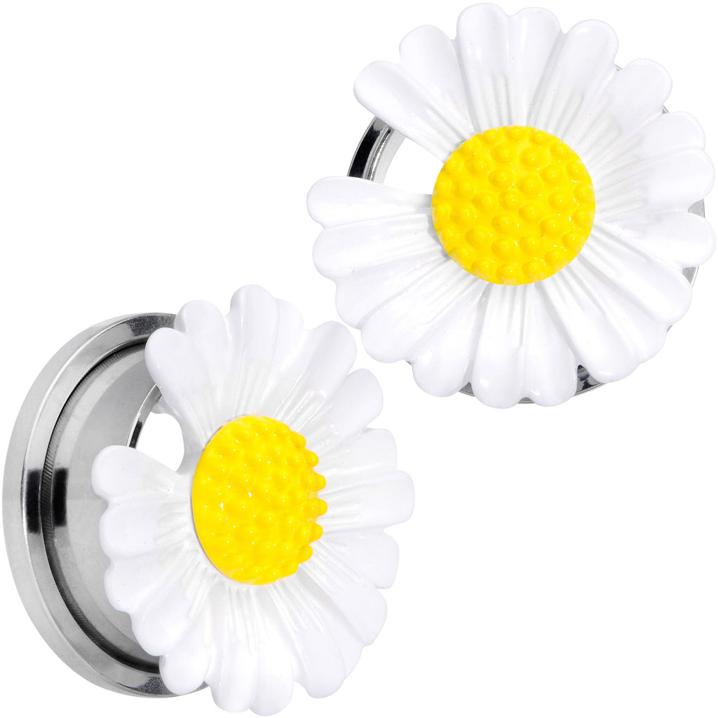 BodyCandy White Daisy Flower Screw Fit Plug Set — feature highlight