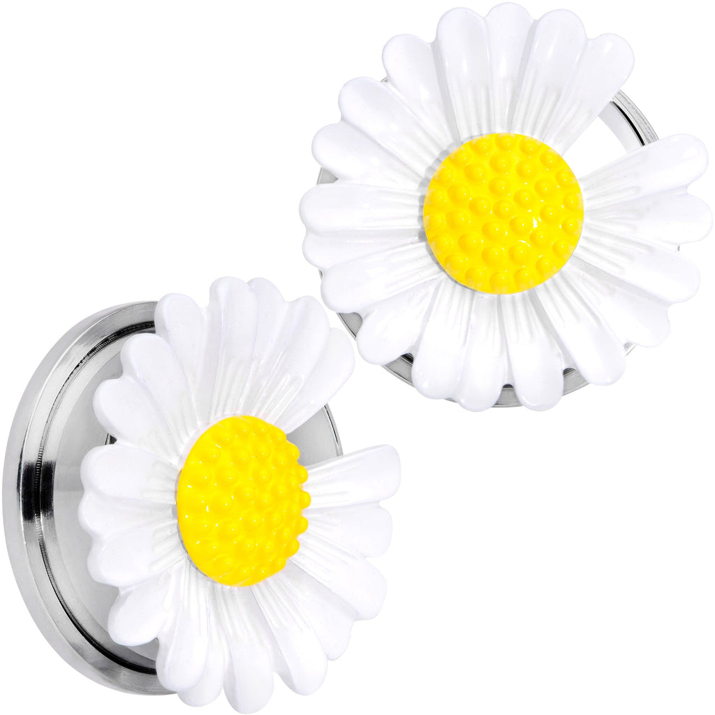 BodyCandy White Daisy Flower Screw Fit Plug Set — lifestyle context