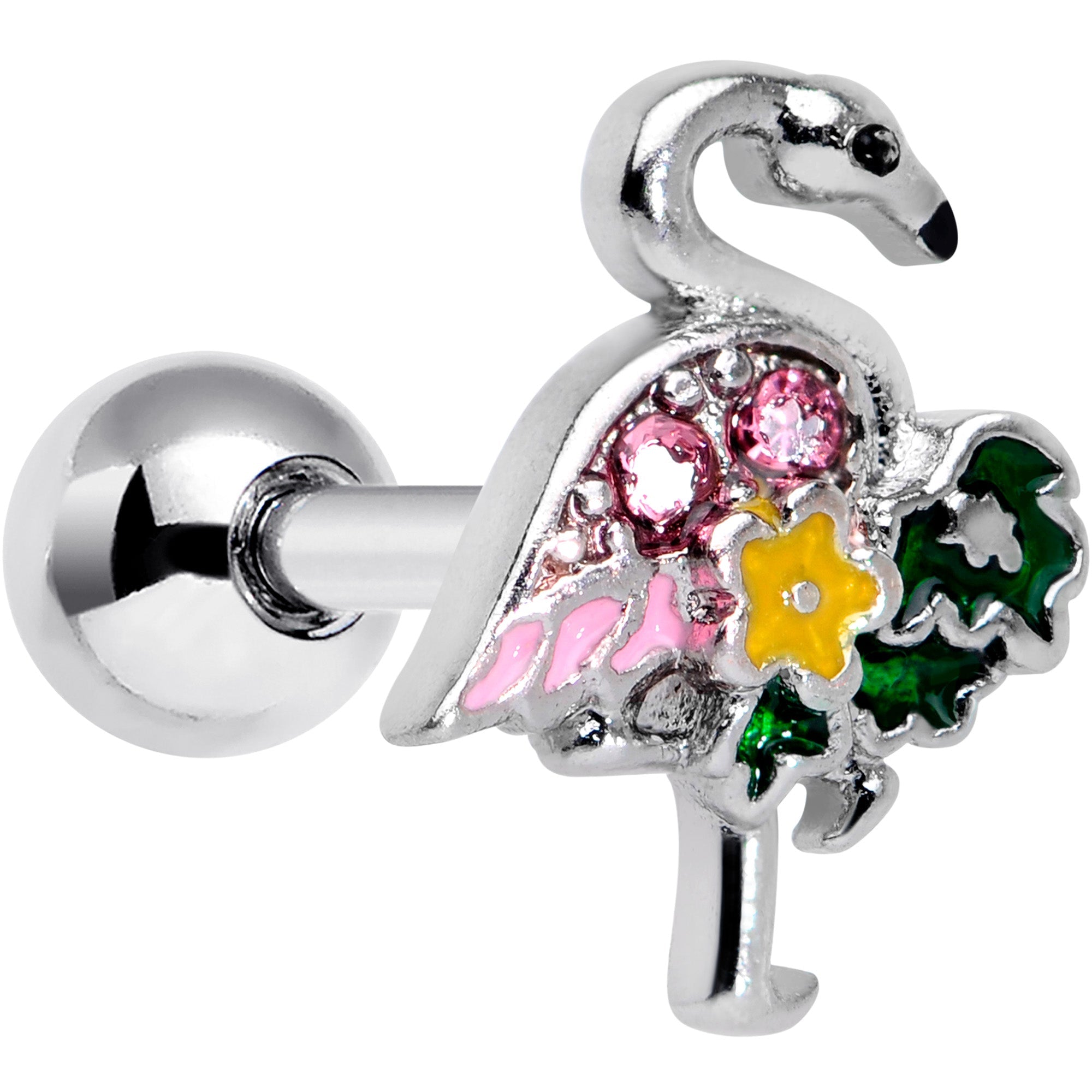 BodyCandy 16G 1/4 Pink Gem Funky Flamingo Cartilage Tragus Earring — main product shot