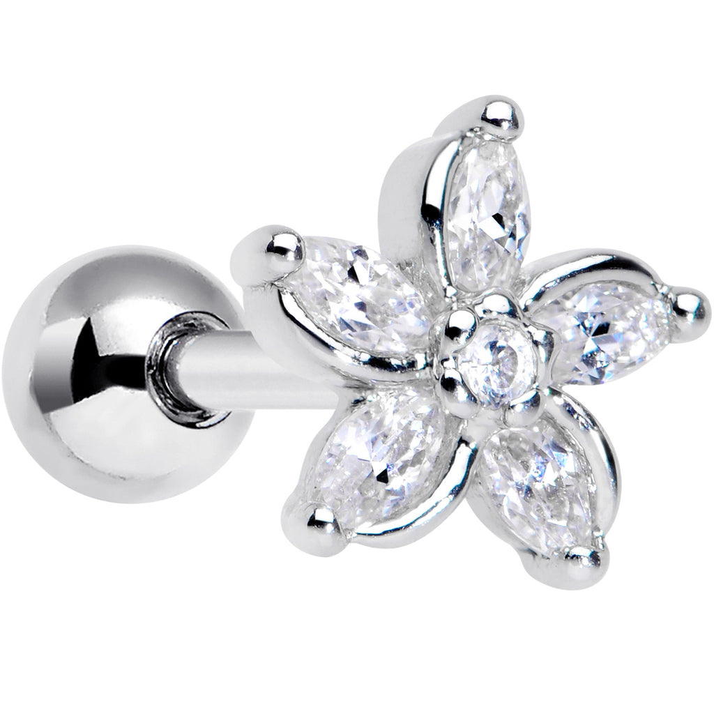 BodyCandy 16G 1/4 Clear Gem Pretty Petals Flower Cartilage Tragus Earring — main product shot
