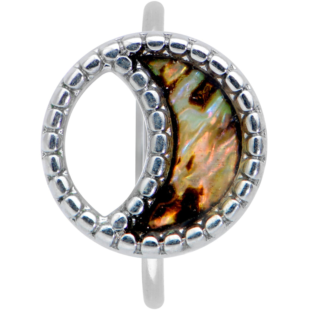 BodyCandy 20G 5/16 Iridescent Crescent Moon Nose Hoop — detail close-up