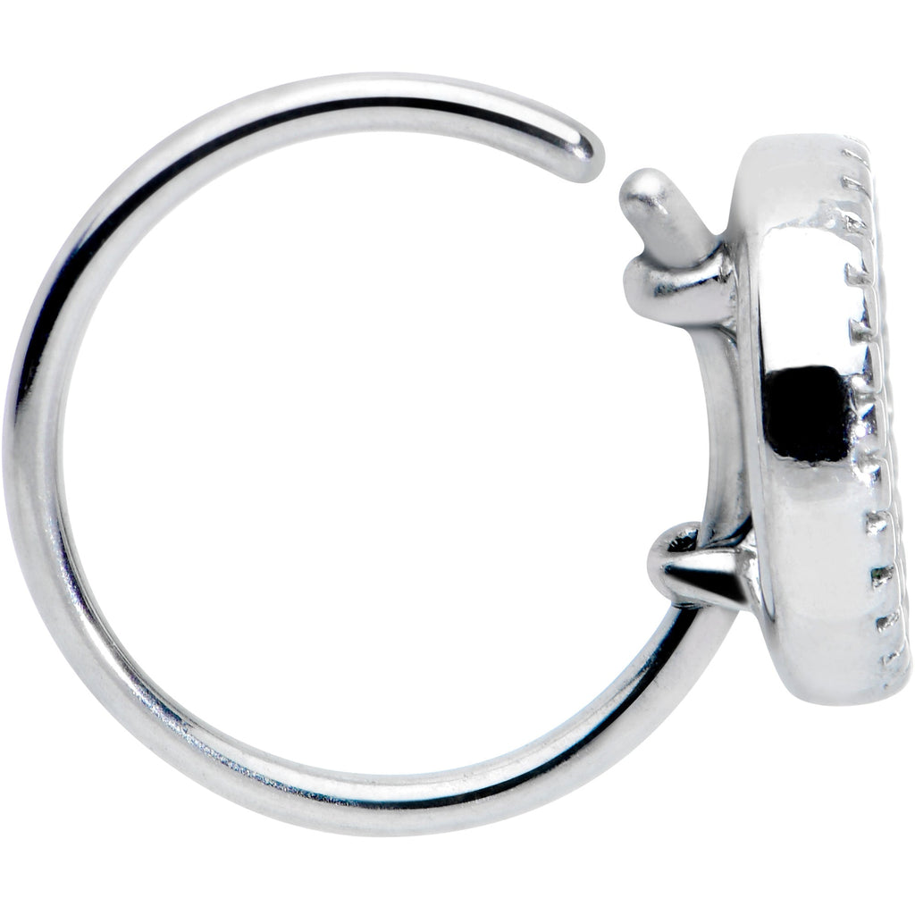 BodyCandy 20G 5/16 Iridescent Crescent Moon Nose Hoop — lifestyle context