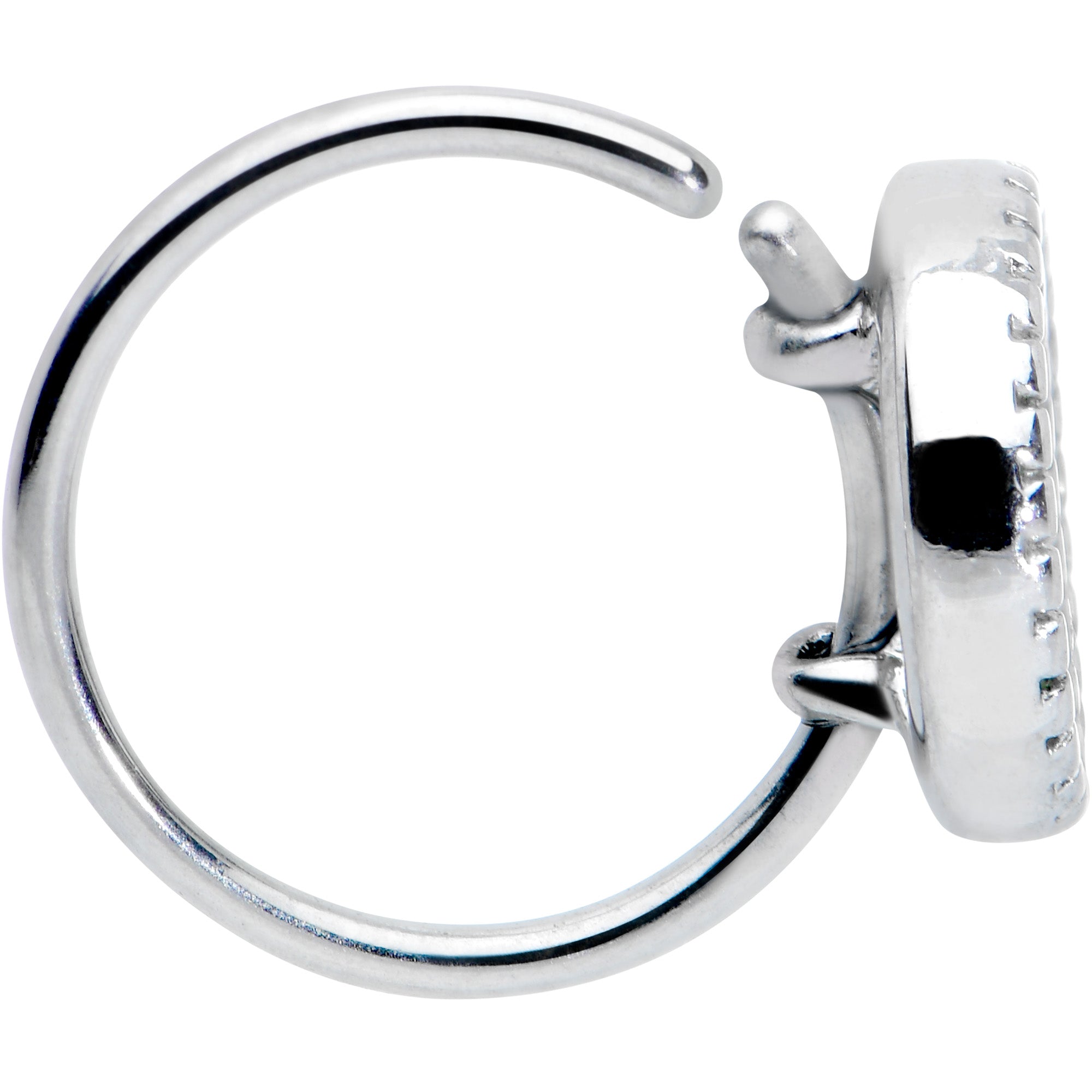 BodyCandy 20G 5/16 Iridescent Crescent Moon Nose Hoop — lifestyle context