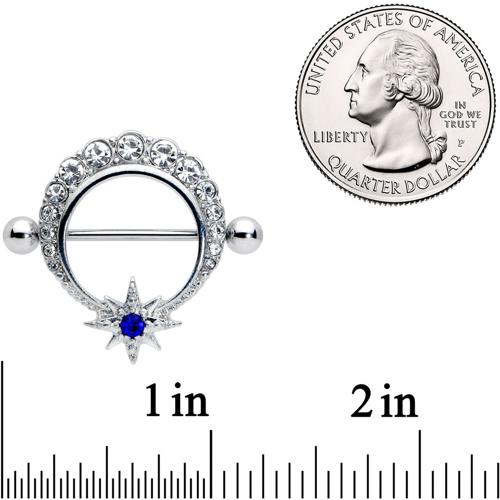 BodyCandy 14G 3/4 Clear Blue Gem Evening Star Nipple Shield Set — detail close-up