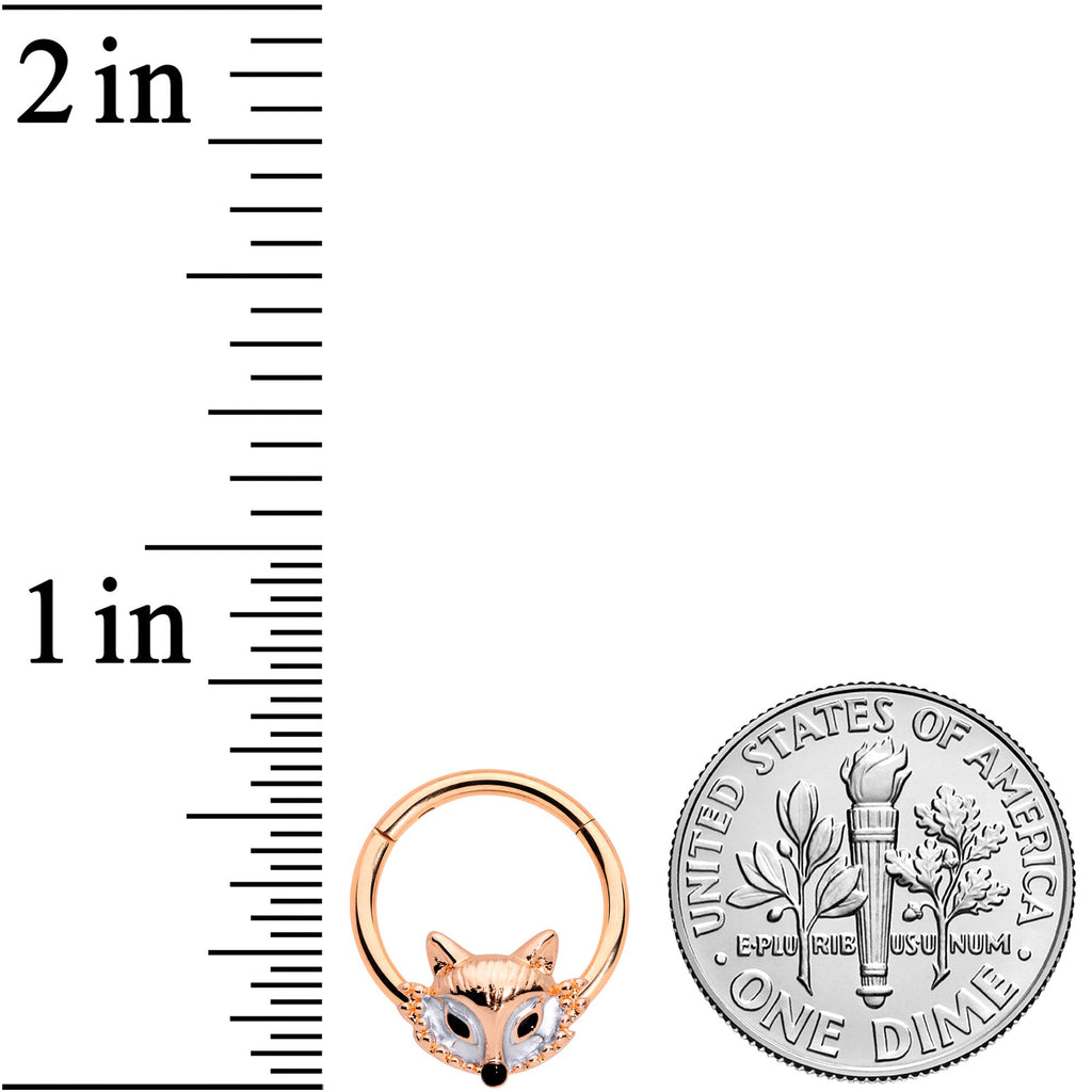 BodyCandy 16G 3/8 Rose Gold Tone Fashion Fox Hinged Segment Ring — lifestyle context