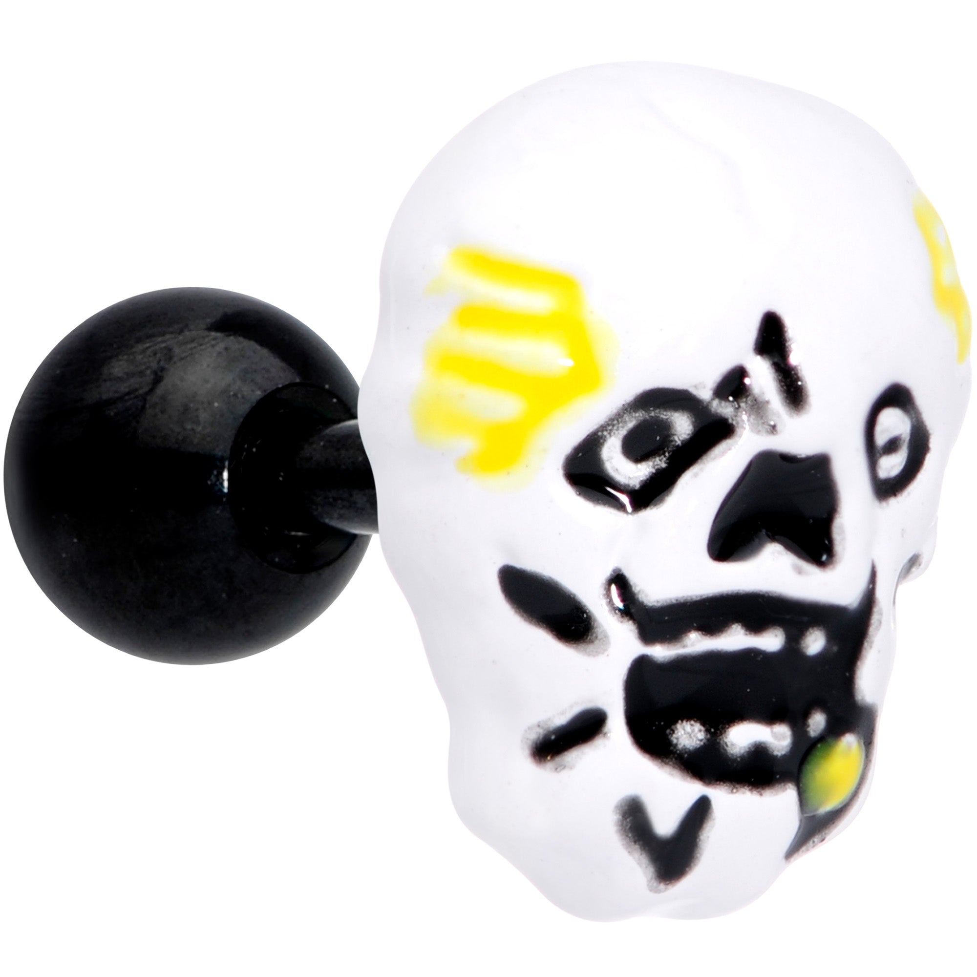 BodyCandy 16G 1/4 Black White Skull Halloween Cartilage Tragus Earring — main product shot