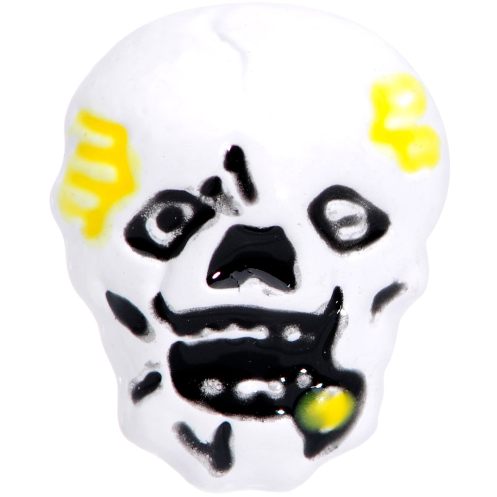 BodyCandy 16G 1/4 Black White Skull Halloween Cartilage Tragus Earring — detail close-up